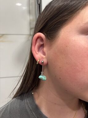 Turquoise Nugget Stone Dangle Earring - Women Jewelry